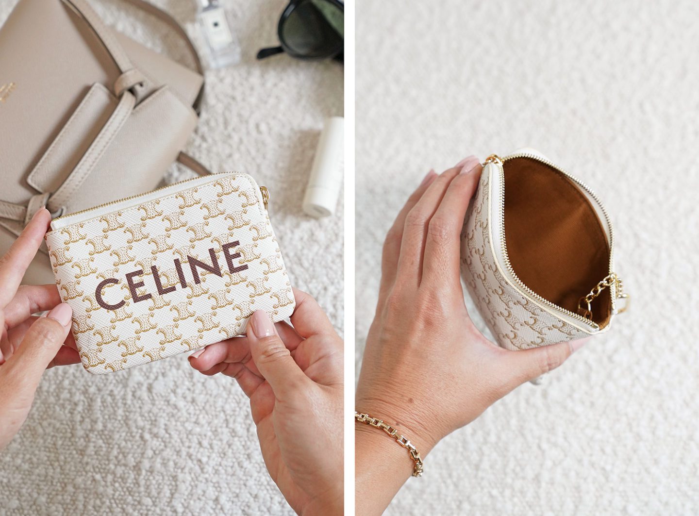 Celine Coin Card Case White Triomphe